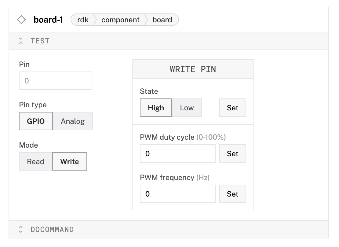 Digital interrupts in the test panel.